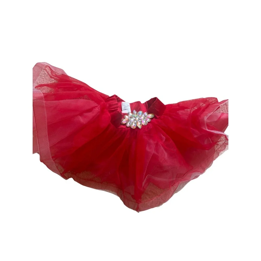 Sparkly Red Weissman Dance Costume‎ + Feather & Tulle Skirts + Bow Hair Piece 💃